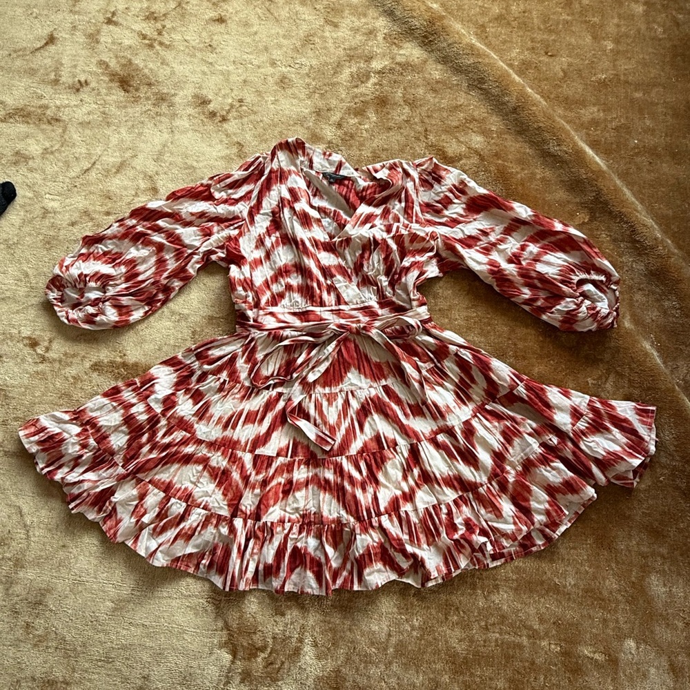 Banana Republic Red and White Tie-Dye Dress